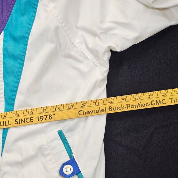 Izzi Women's Colorblock Windbreaker Jacket White Purple Teal Blue M - Picture 5 of 12